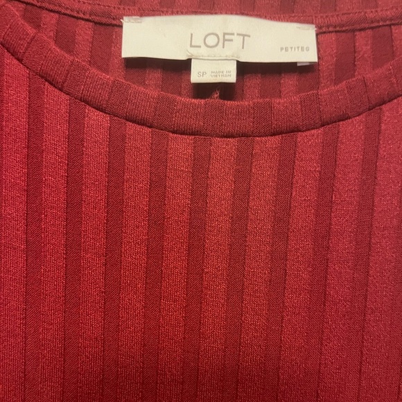 FINAL SALE $$ NWOT Loft Women's Long Sleeve Dress Small Petite Ribbed Burgundy - Picture 6 of 7